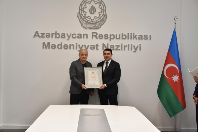 Mədəniyyət Nazirliyində Xalq artisti Fəxrəddin Manafovla görüş oldu - FOTO